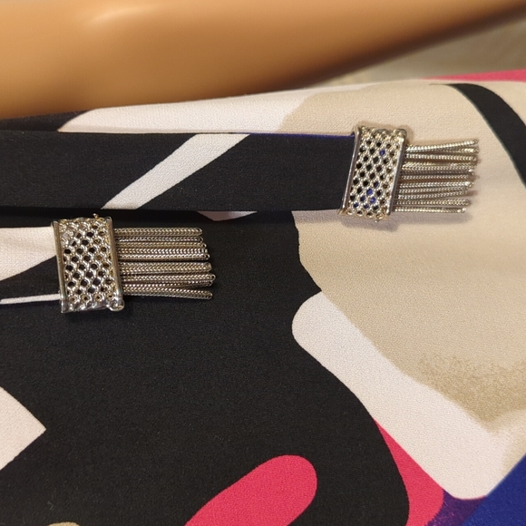 ALFANI Tunic Blouse Multi Colored with Silver Tassel Embellishment Petite Medium - Picture 6 of 10